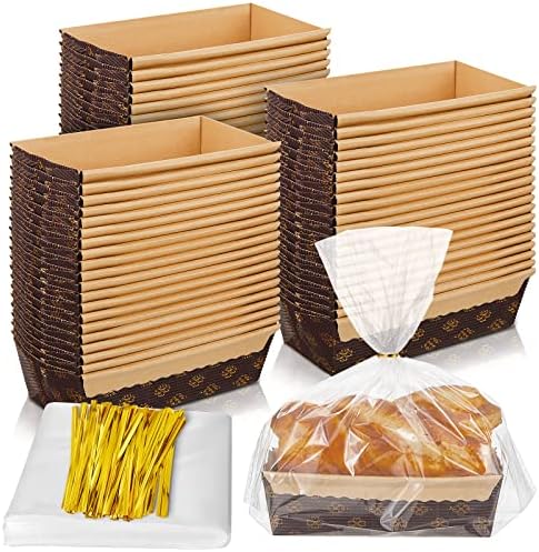 Tessco for you 75 Sets Disposable Paper Loaf Pans Mini Brown 6x2.5x2