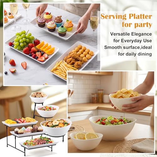 2 Set 3 Tiered Serving Trays & Platters for Serving Parties