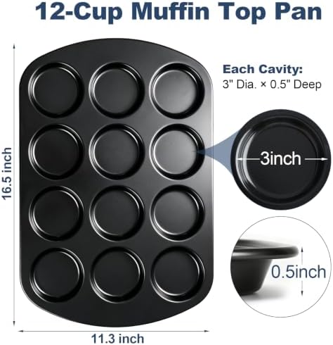 UWILLION Muffin Top Pan, 12 Cavity Nonstick Shallow Cupcake Pan