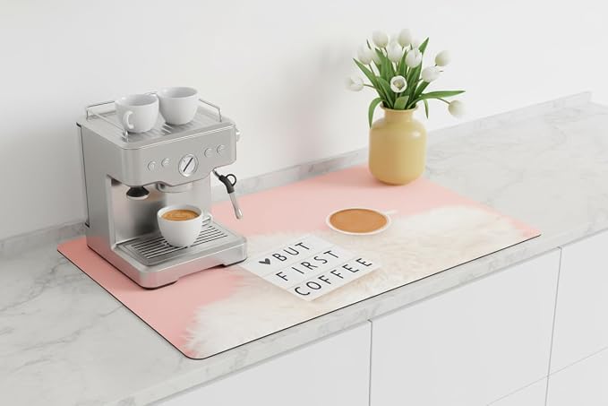 Coffee Mat Super Absorbent – 24" x 16" Dish Drying Mat by STRABELLAHOMEKITCHEN