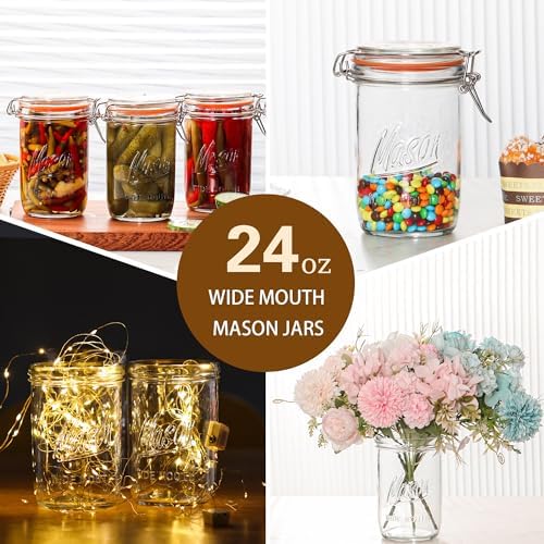 24oz Wide Mouth Mason Jars, 6 Pack