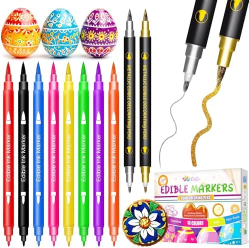 10-Piece Dual-Sided Edible Food Markers, Fine and Thick Tips