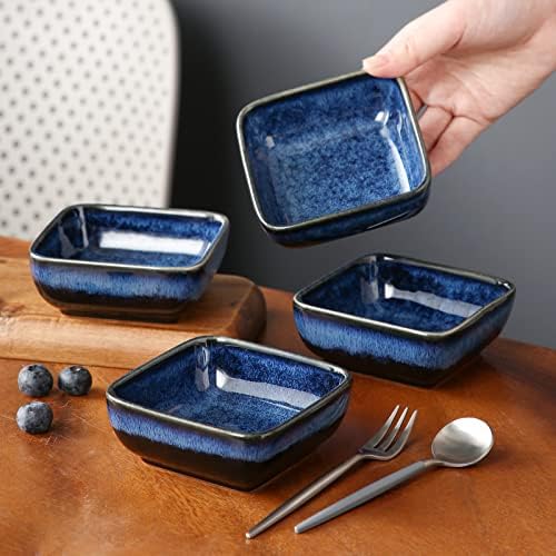 vancasso Stern 6 Oz Dipping Bowls Set of 4, 3.7" Square Soy Sauce Dish