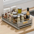 Under Sink Organizer, Single Tier Metal Pull Out Sliding Drawer Shelf for Kitchen Bathroom Cabinet Storage, Sturdy Rack – Gray
