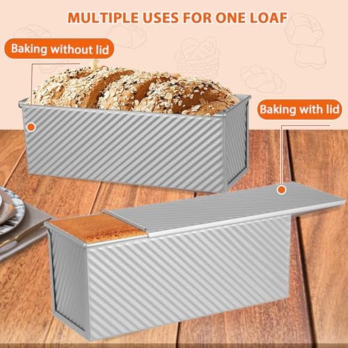 Non-Stick Pullman Loaf Pan with Lid 13x4 Inch - 2.2lb Carbon Steel