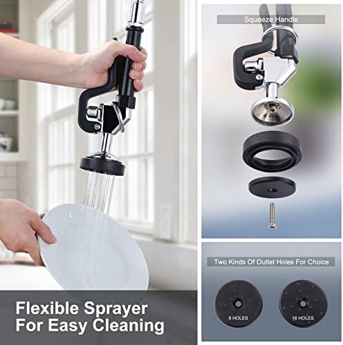 Commercial Wall-Mount Kitchen Faucet, 8 Inch Center, 9.6" Spout