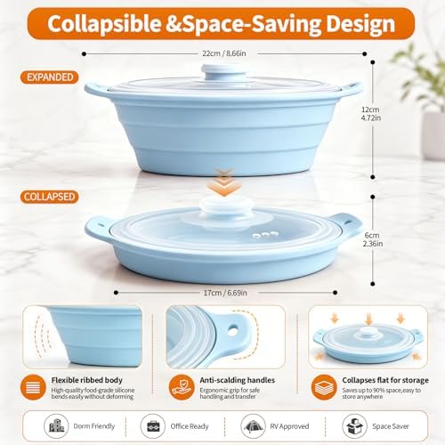 Collapsible Microwave Steamer Bowl, Silicone Microwave Cookware with