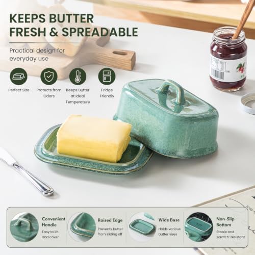 Ceramic Butter Dish with Lid, Covered Butter Keeper, Butter Tray