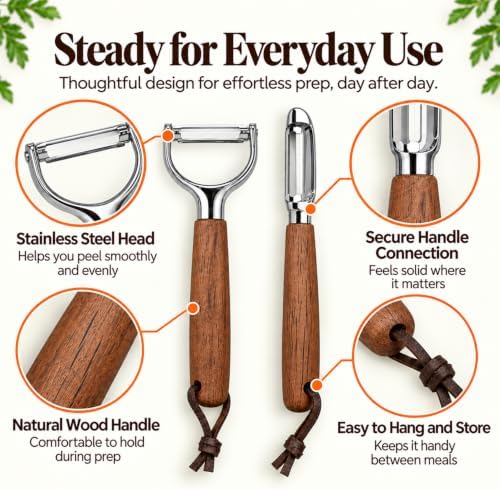Vegetable Peeler Set, Stainless Steel Y and Straight Peelers, 2-Piece