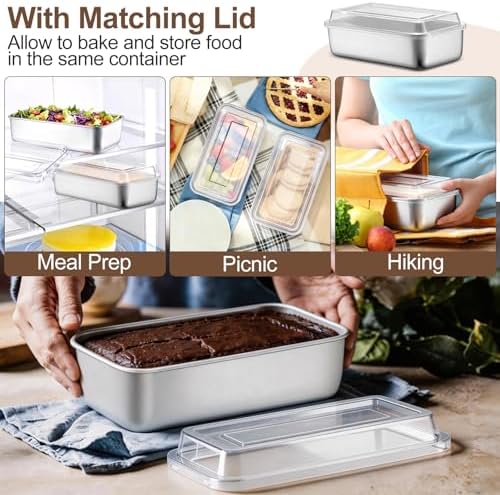 TeamFar Loaf Pan for Baking Bread, 9 x 5 Inch Bread Pan with Lid, Set
