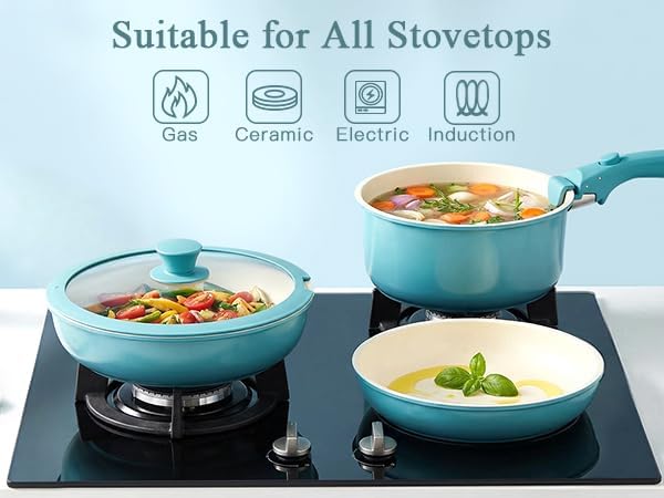 GIPP 5pcs Pots and Pans Set Non Stick, Nonstick Cookware Set Detachable Handle - Image 5