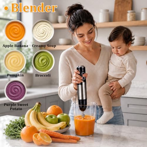 Immersion Blender Handheld, Stainless Steel Stick Blender with Food