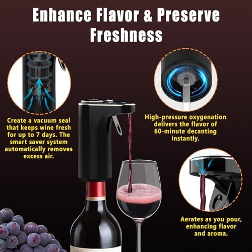 Electric Wine Aerator Upgraded Rechargeable Wine Dispenser & Decanter