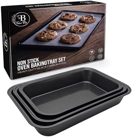 Fusion Bliss Nonstick Baking Sheets Set – 3-Piece Heavy Duty Carbon