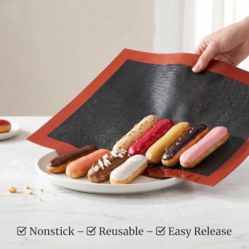 Perforated Silicone Baking Mats - Eclair Mat, Half Sheet 11x16in, Pack