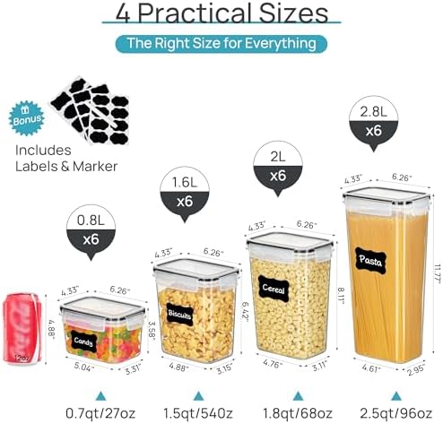 Vtopmart Airtight Food Storage Containers with Lids, 24 pcs, Black