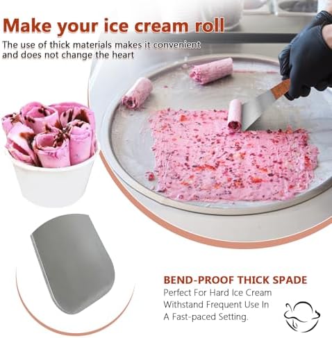 2 Pieces Ice Cream Scoop with Wooden Handle, Stainless Steel Dessert