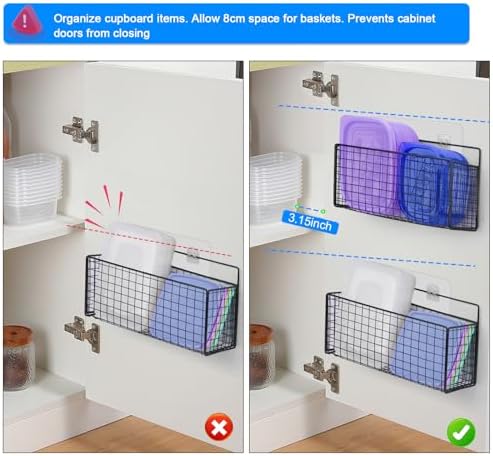 2 Pack Large Adhesive Kitchen Cabinet Door Organizer - Lid Organizer