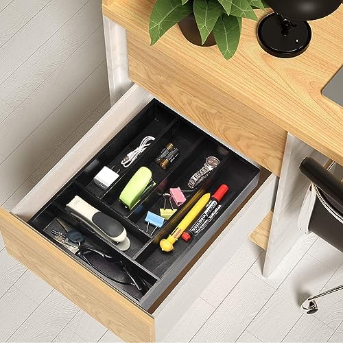 Wooden Cutlery Utensil Tray Black Kitchen Silverware Drawer Organizer