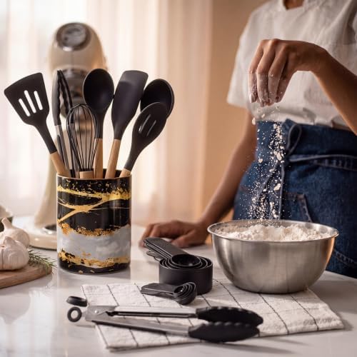 10 Pcs Black and Gold Kitchen Utensils Set