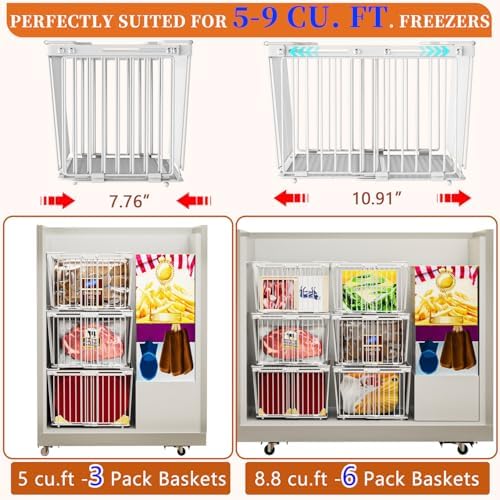 Large Freezer Organizer Bins for 5 to 9 Cu.Ft, 3 Pack