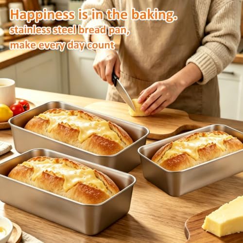 LANIAKEA 12PCS Stainless Steel Loaf Pan 9x6 inch Loaf Pan for Baking