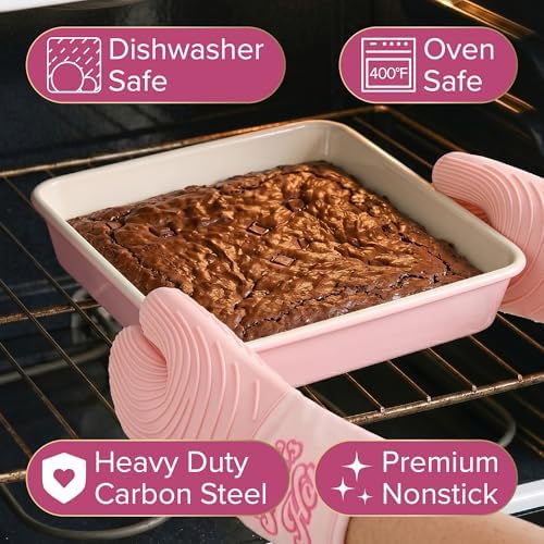 Paris Hilton 5-Piece Baking Pans Set, Nonstick Heart Pattern Bakeware