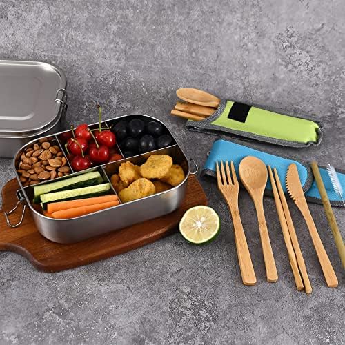 Stainless Steel 5-Compartment Bento Lunch Box, 1400ML
