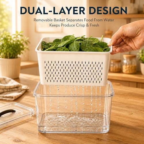 Fridge Fruit Storage Containers with Miesoo Design, 4.5L Produce Saver