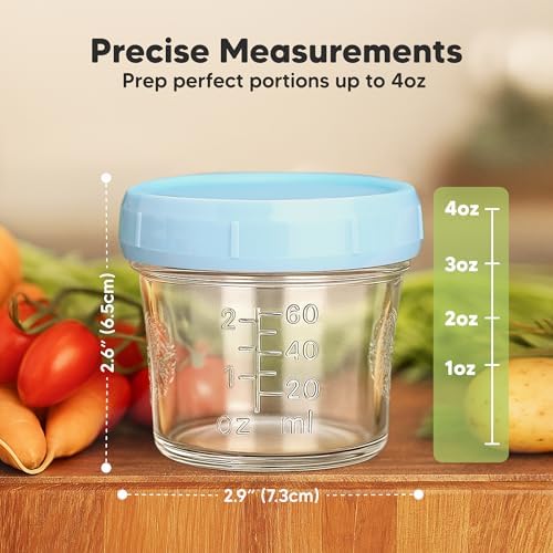KeaBabies 12pk 4oz Glass Baby Food Containers with Lids