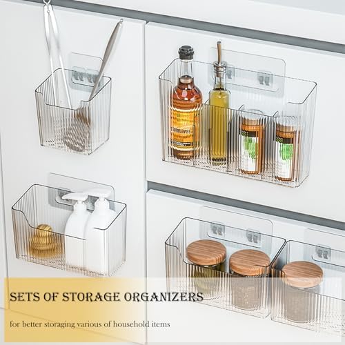 Lae Nuvole Cabinet Door Storage 2-Pack, Clear Adhesive Organizer for