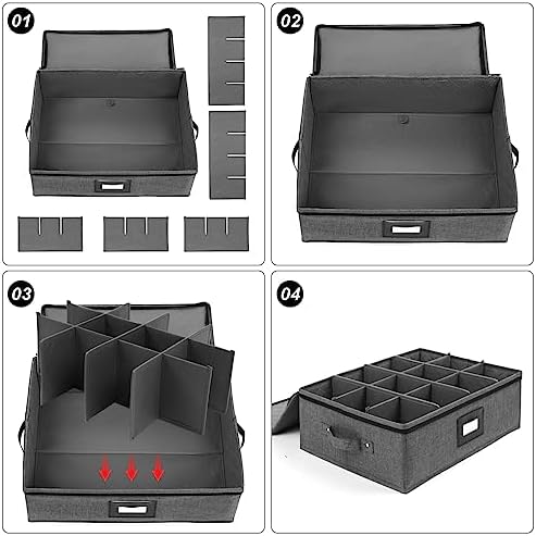 Mug Storage Box with Dividers, China Cup Storage Containers For Tea
