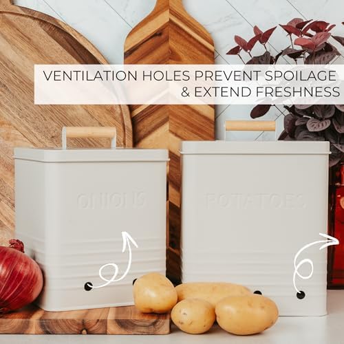 Potato and Onion Storage Container Set, Metal Bins