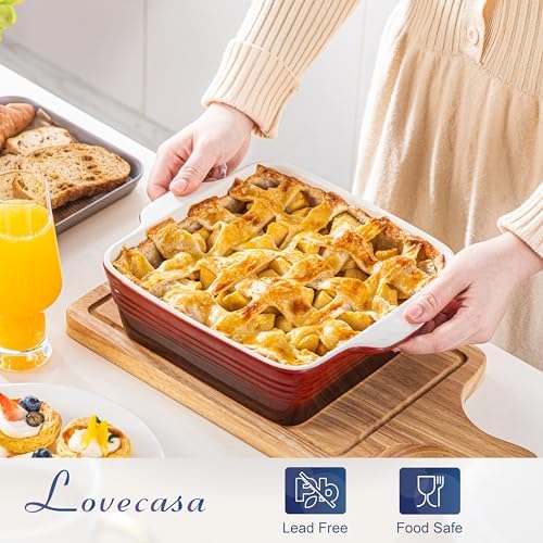 LOVECASA 8x8 inch Baking Pan, 2 Quart Square Cake Pan Baking Dish for