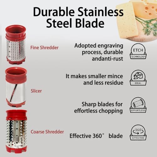 Cushore Electric Hard Cheese Grater, CES03D, Red