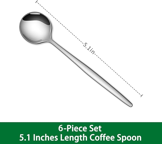 5.1 Inches Stainless Steel Coffee & Tea Spoon, 6-Piece Cute Mini Spoons - Image 2