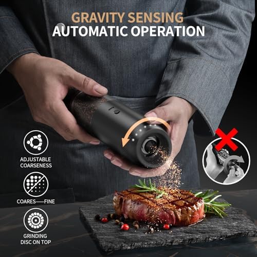 Gravity Sensor Electric Salt and Pepper Grinder Set, Battery-Powered