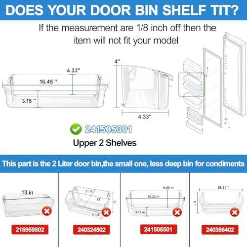 [2 PACK] 241505301 Refrigerator Door Bin Compatible with Frigidaire