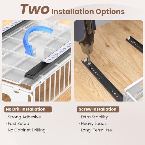 2 Pack Pull Out Cabinet Organizer, Heavy Duty Slide Out Drawer with No
