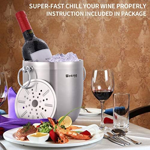 Ice Bucket with Lid, Scoop, Tongs and Strainer - Well Made Insulated