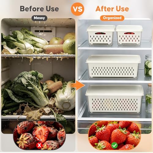 4 Pack Fruit Storage Containers for Fridge
