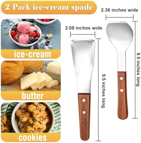 Yesland Ice Cream Scoop Set 2 Pack, Stainless Steel Ice Cream Spade