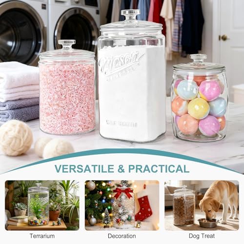 Ritayedet 1 Gallon Glass Cookie Jar with Airtight Lid, Wide Mouth