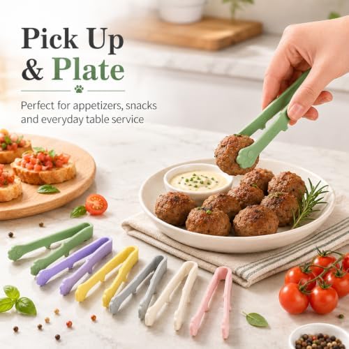 Mini Silicone Cat Paw Snack Tongs, 6 Pack, 5.5 Inch