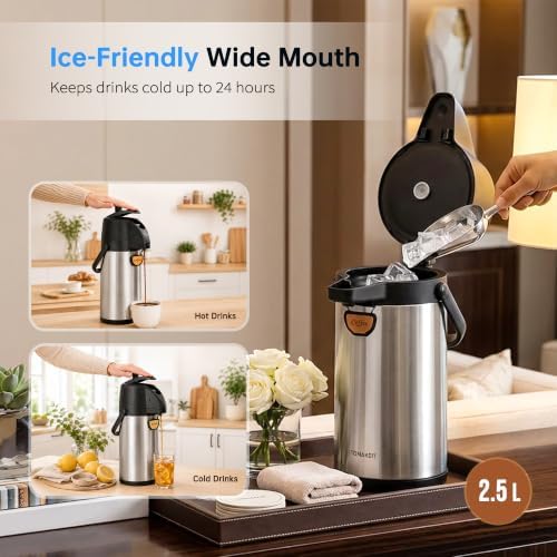 Airpot Coffee Dispenser Thermal with Pump,2.5L/85 Oz Insulated