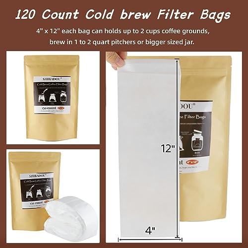 Disposable Cold Brew Coffee Filters - 120 Count Coffee Filter Bags 4"x