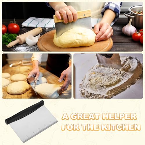 M METERXITY Multipurpose Bench Scraper, 6.3 Inch Stainless Steel Dough