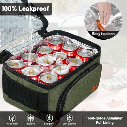 MIER Lunch Box for Men Dual Compartment Adult Lunch Bag for Work Army