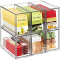 6 Pack Clear Stackable Tea Bag Organizer, Acrylic Drawer Teabag Holder
