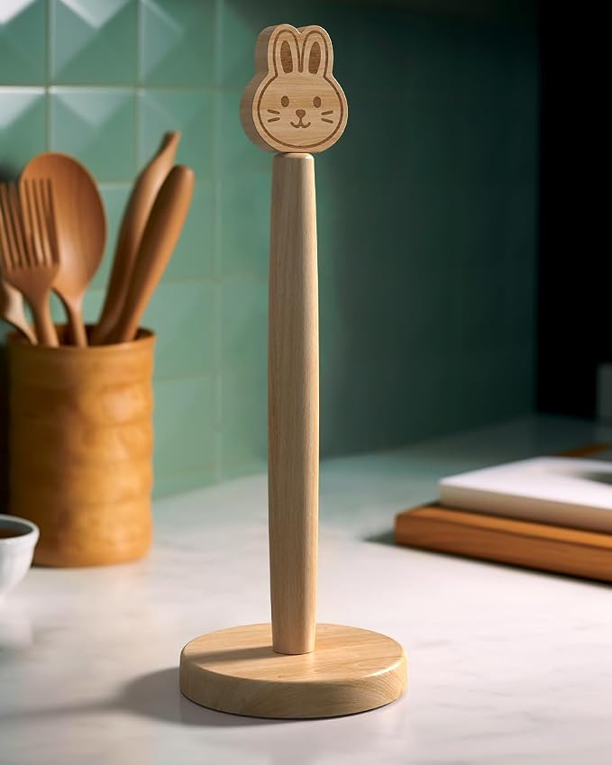 KitchLife Cute Wooden Paper Towel Holder Countertop by OverDoorHooksKitchenSupplies